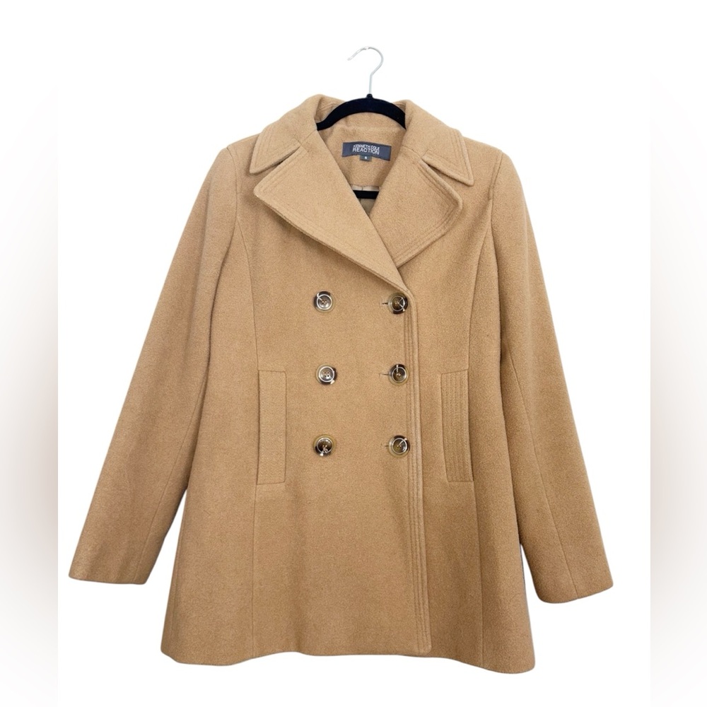 Kenneth Cole Reaction Double Breasted Wool Blend Pea Coat